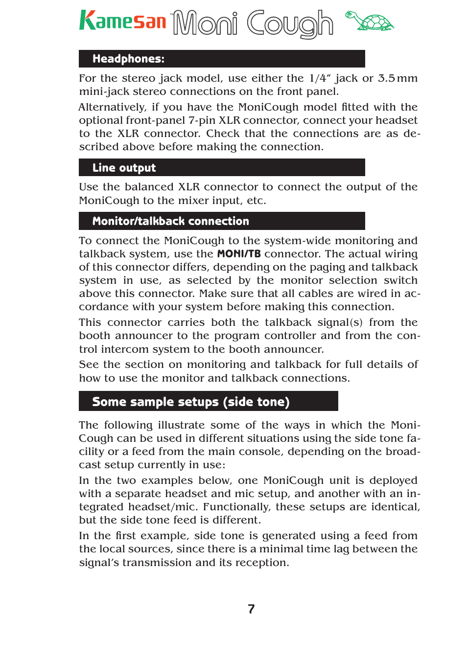 Some sample setups (side tone) | Teac KS-4320 User Manual | Page 7 / 24