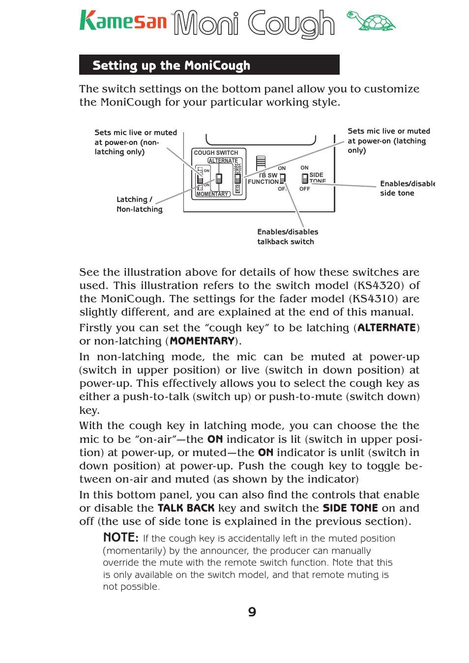 Setting up the monicough | Teac KS-4320 User Manual | Page 9 / 24