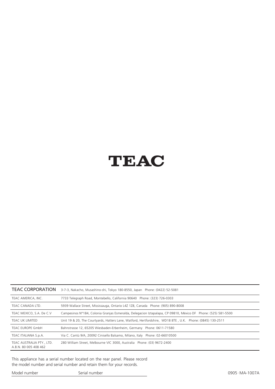 Teac LS-H255 User Manual | Page 8 / 8