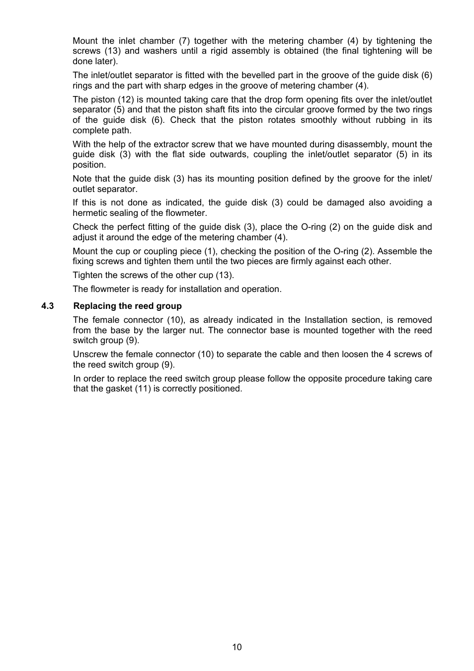 3 replacing the reed switch group | Tecfluid COVOL Series User Manual | Page 10 / 24