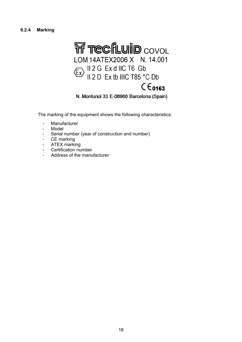 4 marking | Tecfluid COVOL Series User Manual | Page 18 / 24