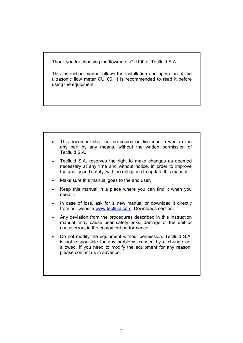 Tecfluid CU Series User Manual | Page 2 / 48
