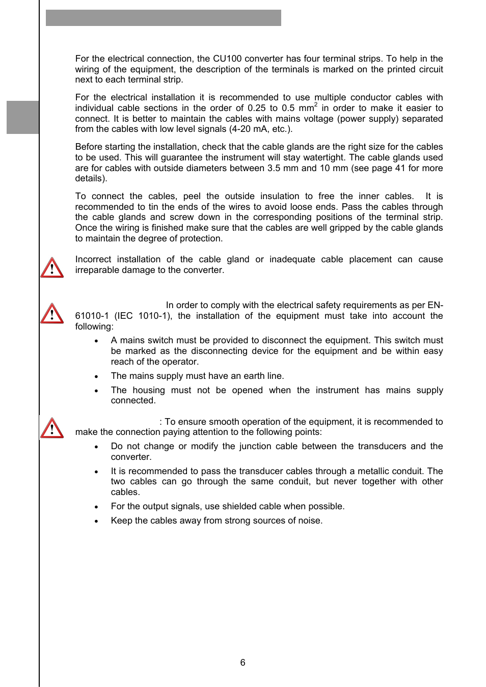 1 electrical connection | Tecfluid CU Series User Manual | Page 6 / 48