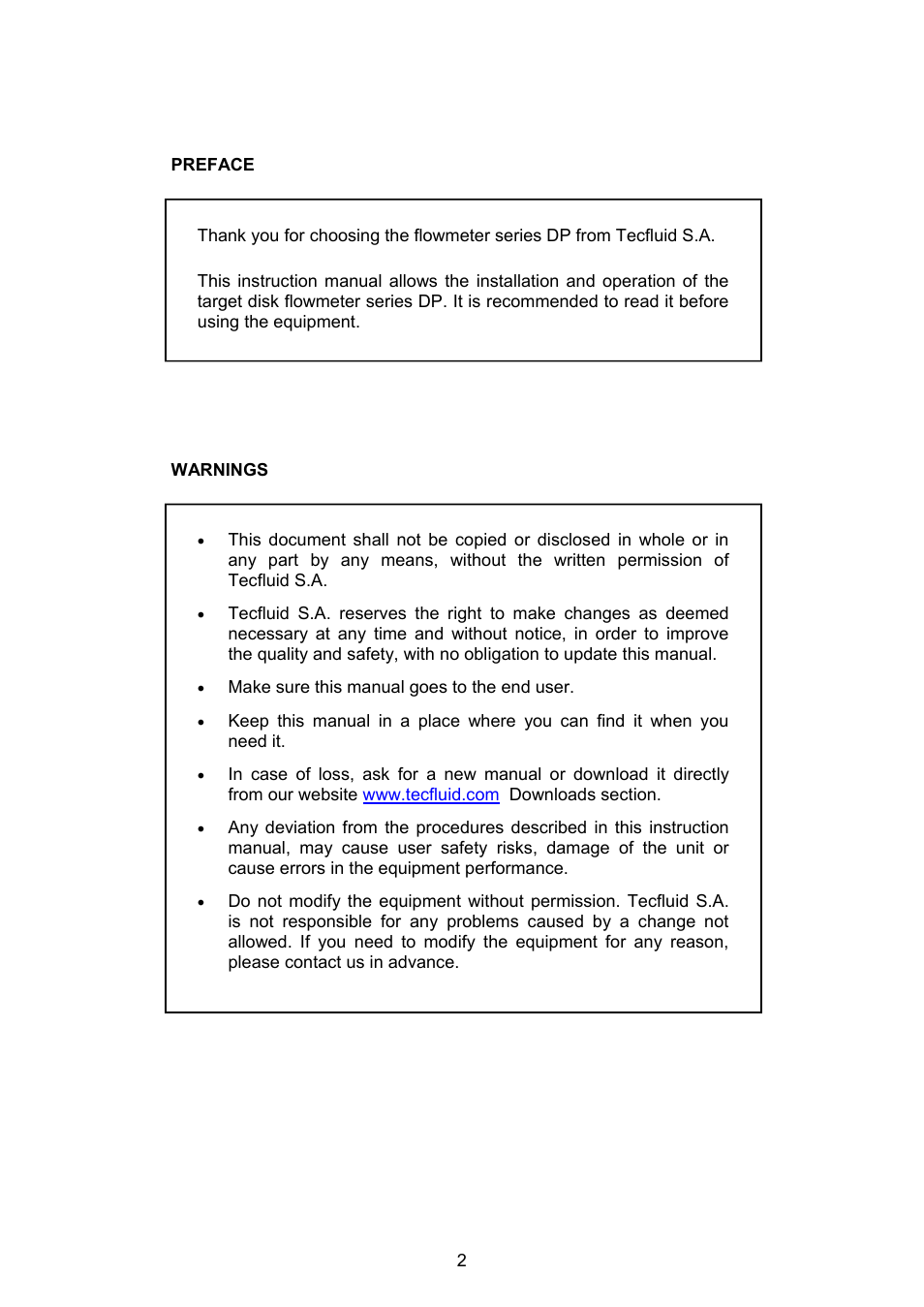 Tecfluid DP Series User Manual | Page 2 / 12