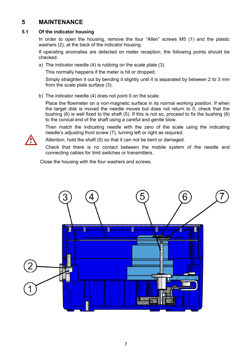 Maintenance, 1 of the indicator housing, 5 maintenance | Tecfluid DP Series User Manual | Page 7 / 12