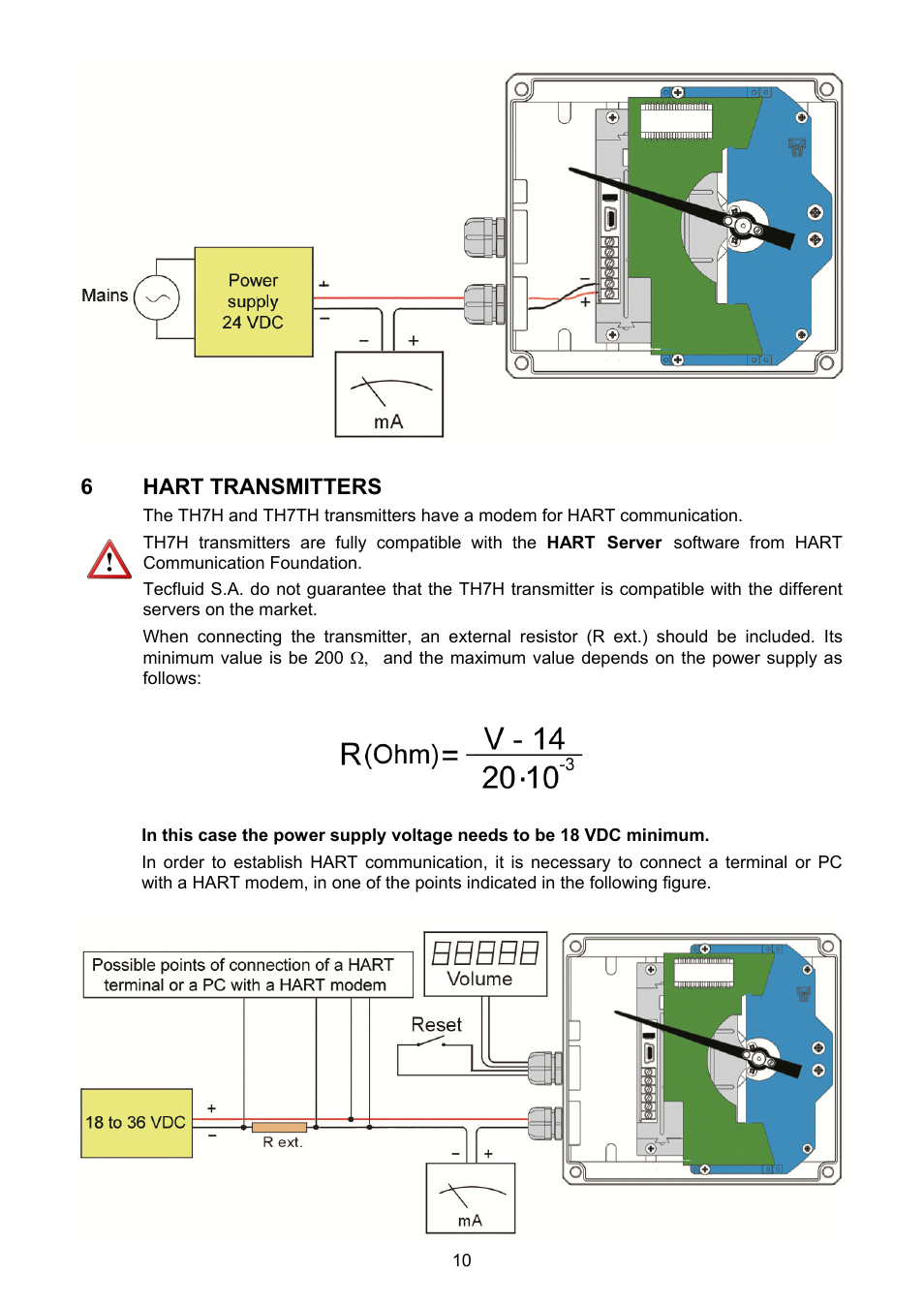 Hart transmitters | Tecfluid TH7 User Manual | Page 10 / 20