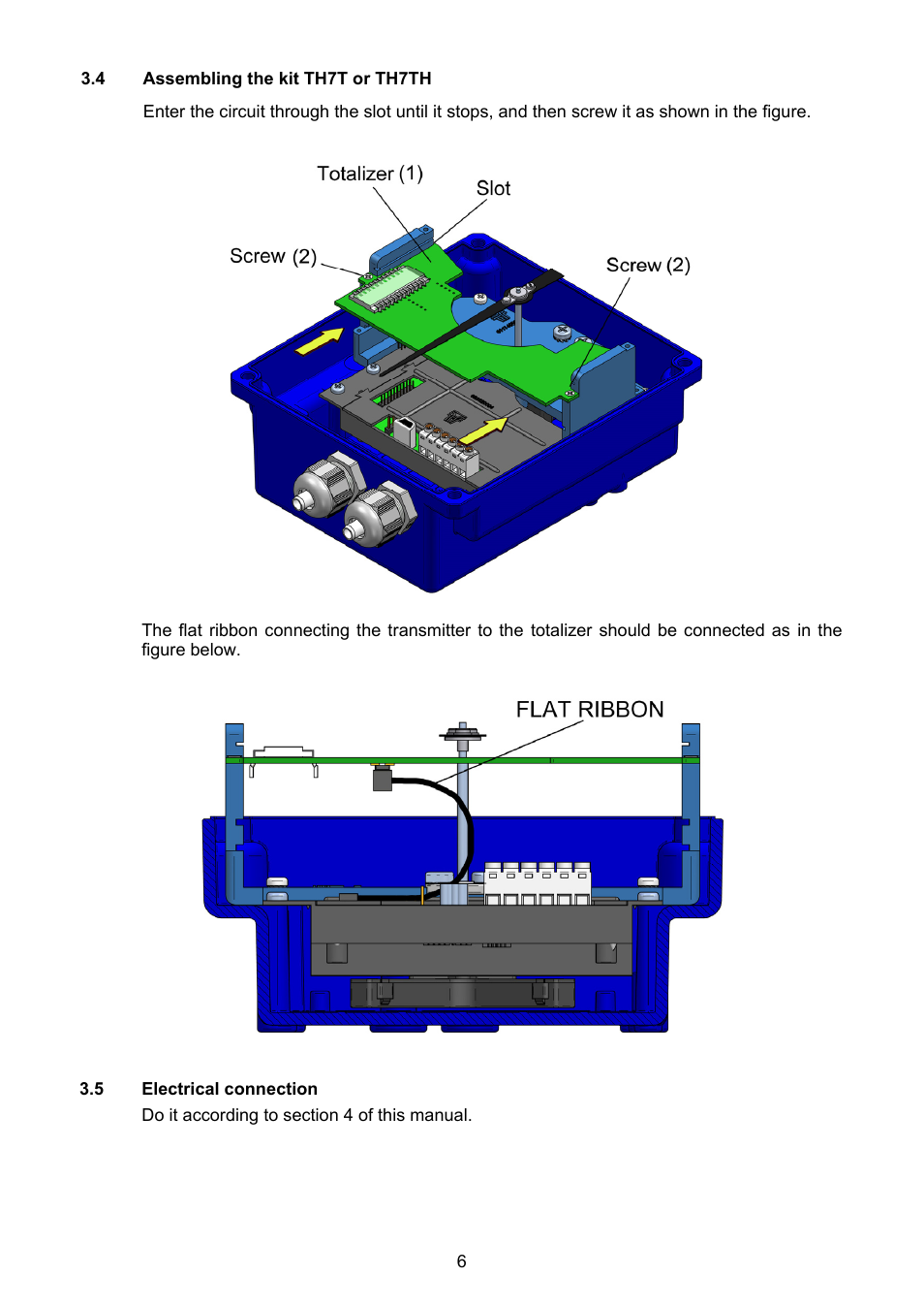 4 assembling the kit th7t or th7th, 5 electrical connection | Tecfluid TH7 User Manual | Page 6 / 20