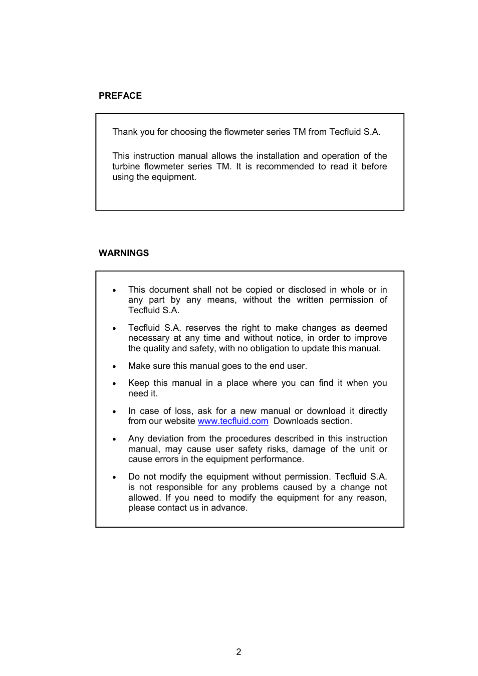 Tecfluid TM Series User Manual | Page 2 / 20