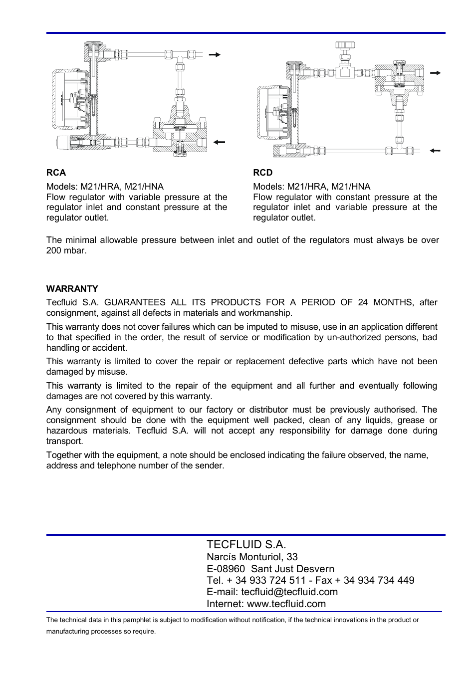 Tecfluid M21 Series User Manual | Page 8 / 8