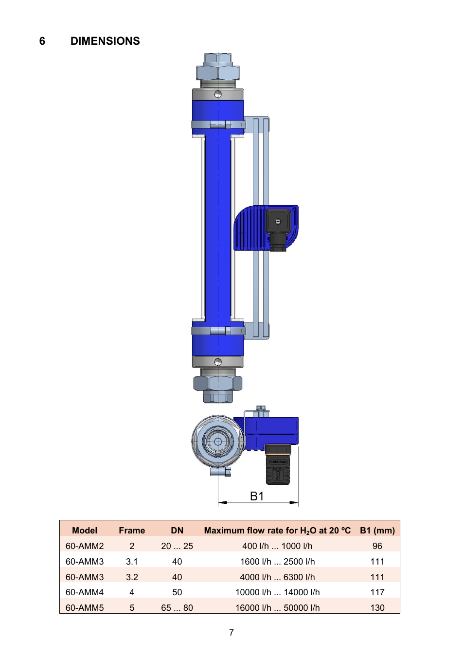 Dimensions, 6 dimensions | Tecfluid AMM For 6000 Series User Manual | Page 7 / 8