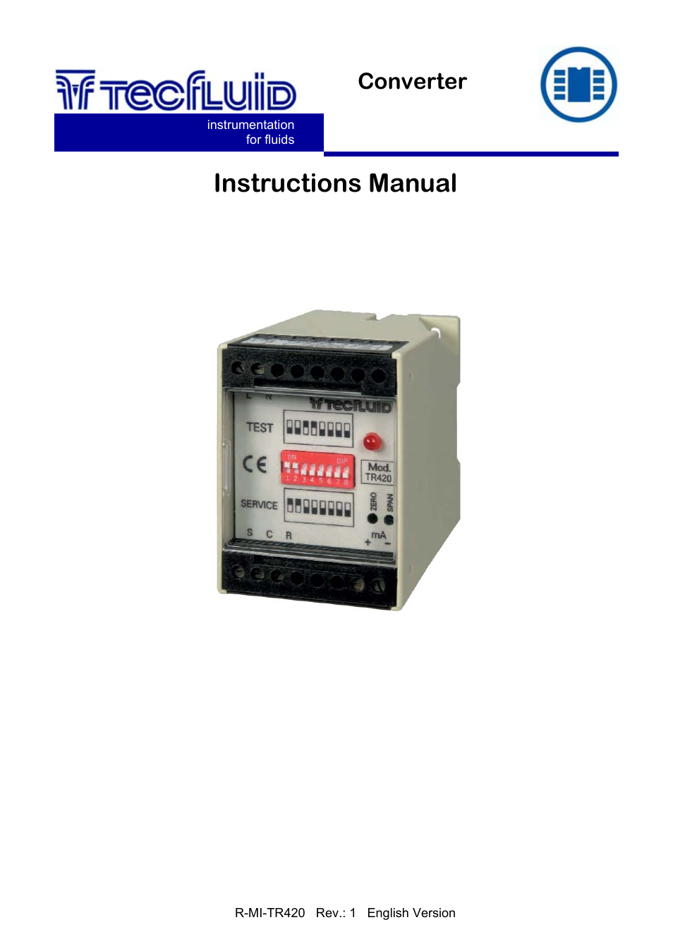 Tecfluid TR420 User Manual | 8 pages