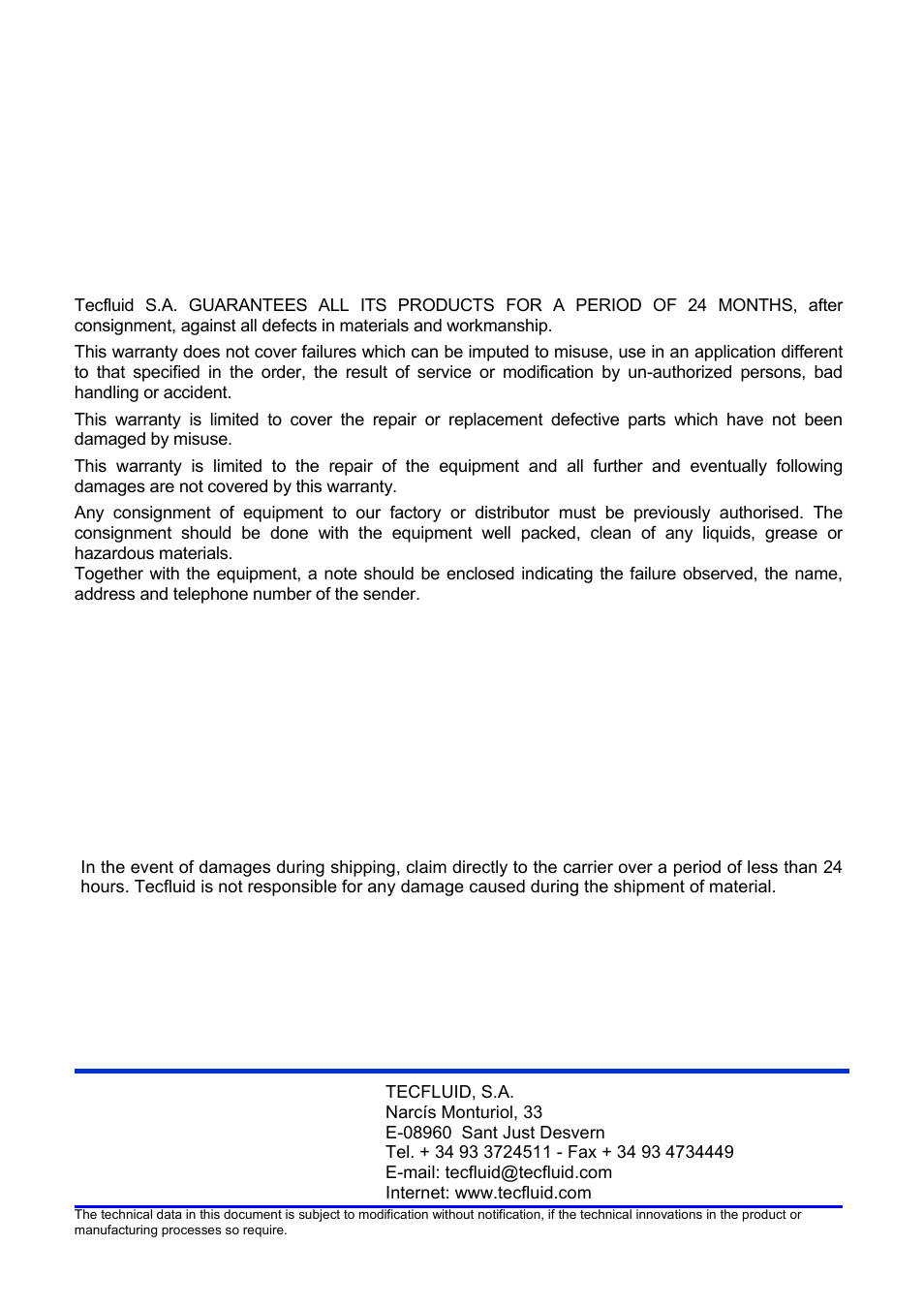 Tecfluid TH5 For DP Series User Manual | Page 12 / 12