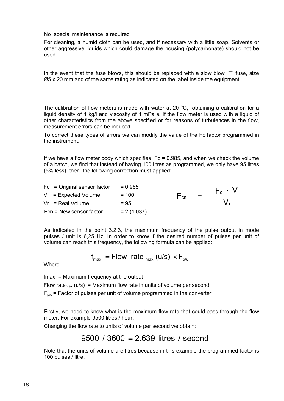 Vf = f | Tecfluid XT5 User Manual | Page 18 / 24