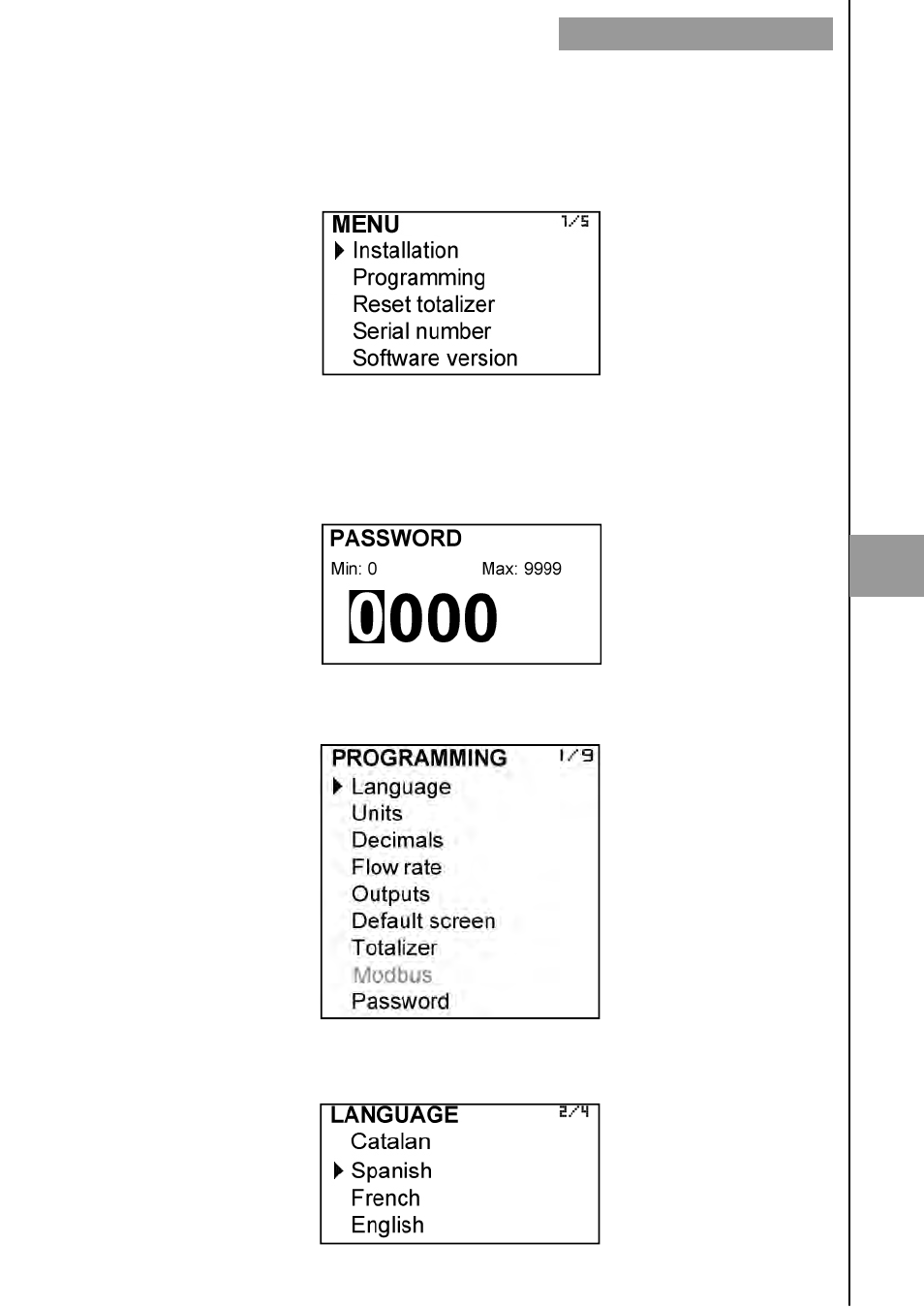 Converter programming, 1 language | Tecfluid MX4 For FLOMAT Series User Manual | Page 33 / 56