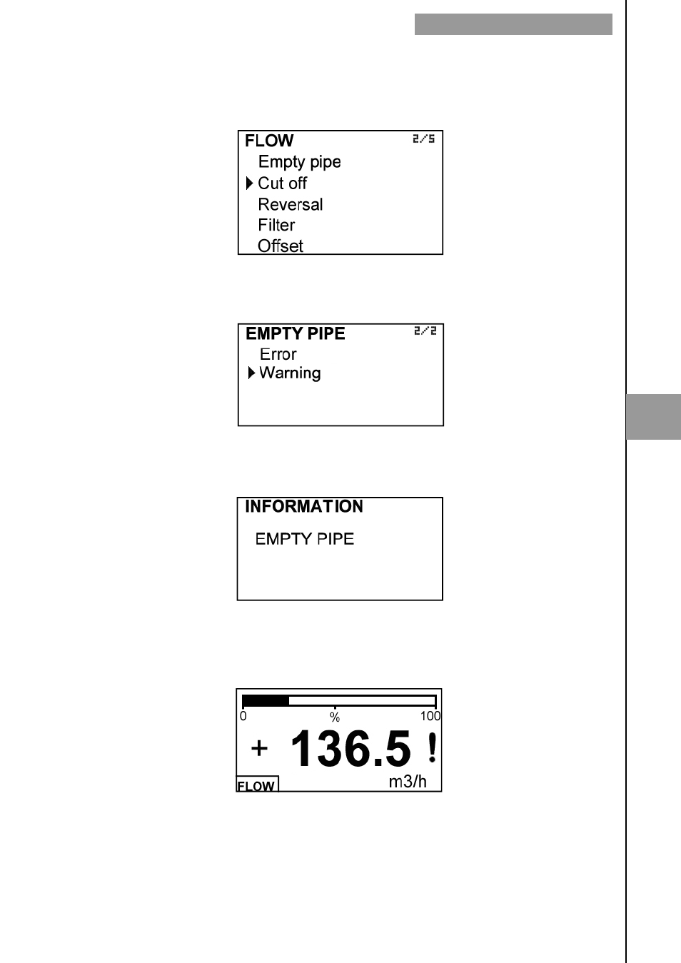 4 flow rate, 1 empty pipe | Tecfluid MX4 For FLOMAT Series User Manual | Page 35 / 56