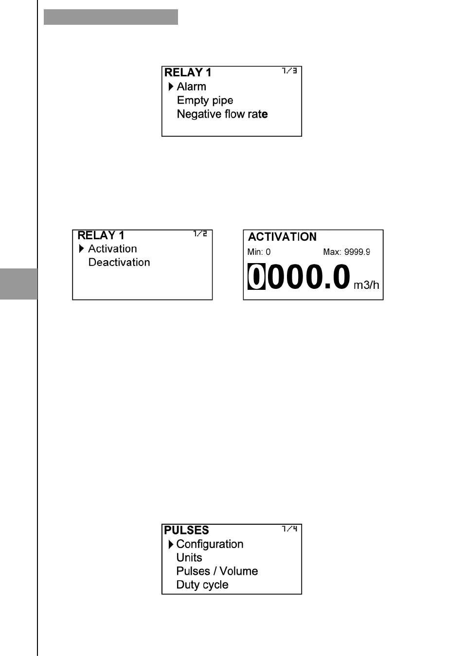 1 alarm, 2 empty pipe, 3 negative flow | 2 pulse output | Tecfluid MX4 For FLOMAT Series User Manual | Page 38 / 56