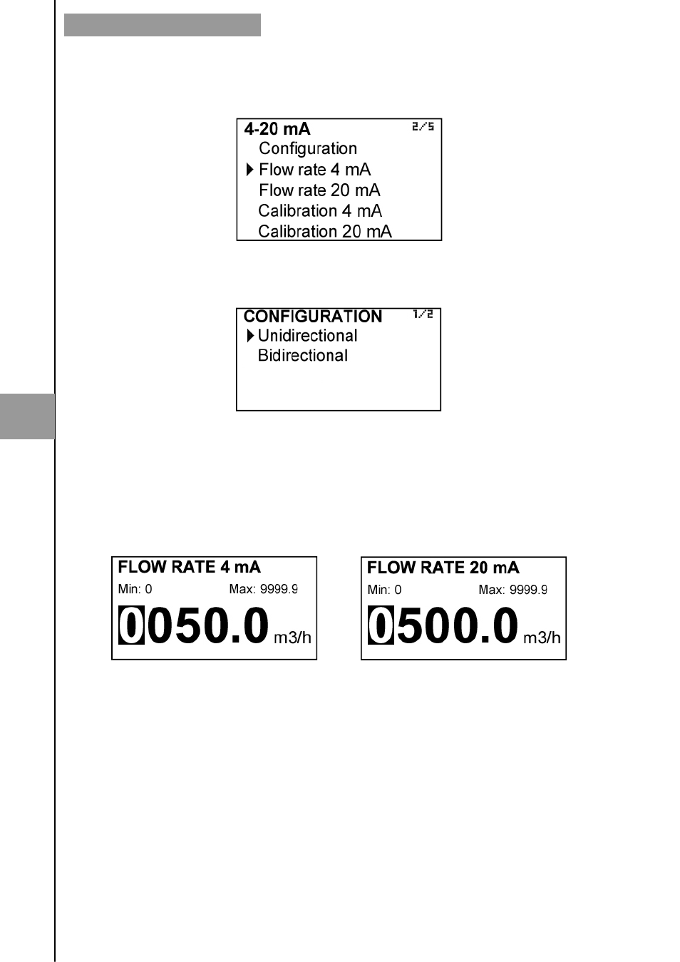 3 analog output, 1 4-20 ma output configuration, 2 programming of the 4-20 ma output | 3 current calibration for 4 and 20 ma | Tecfluid MX4 For FLOMAT Series User Manual | Page 40 / 56