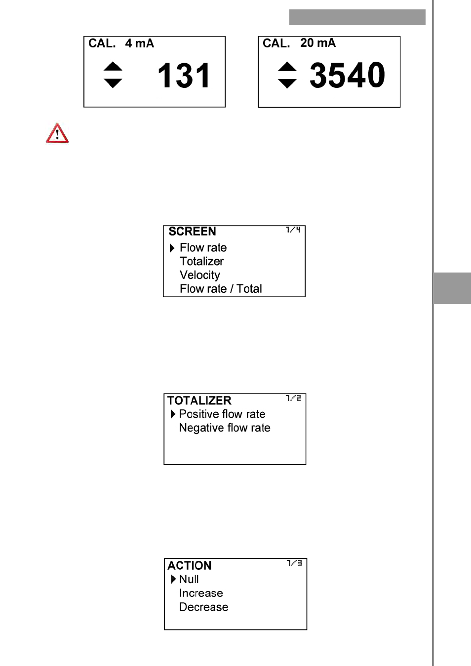 6 default screen, 7 totalizer | Tecfluid MX4 For FLOMAT Series User Manual | Page 41 / 56