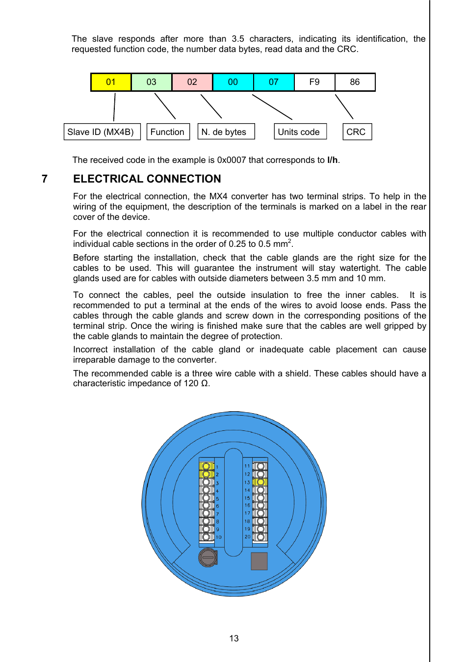 Electrical connection, 7 electrical connection | Tecfluid MX4B User Manual | Page 13 / 24