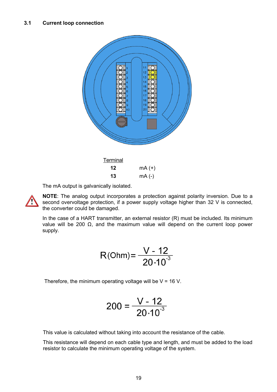 1 current loop description | Tecfluid MX4B User Manual | Page 19 / 24