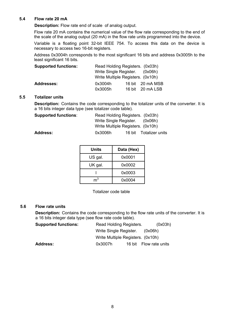 4 flow rate 20 ma, 5 totalizer units, 6 flow rate units | Tecfluid MX4B User Manual | Page 8 / 24