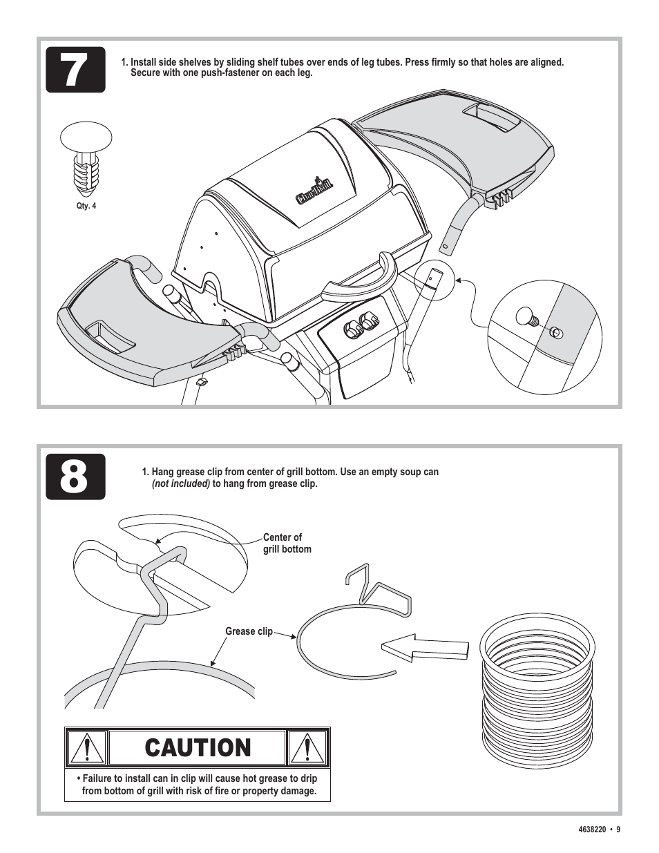 Caution | Char-Broil 4638220 User Manual | Page 9 / 16