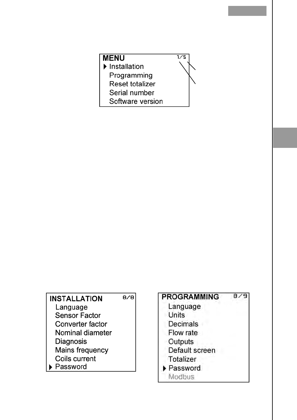 Main menu, 1 passwords to access the menus | Tecfluid MX4 For FLOMID Series User Manual | Page 27 / 64