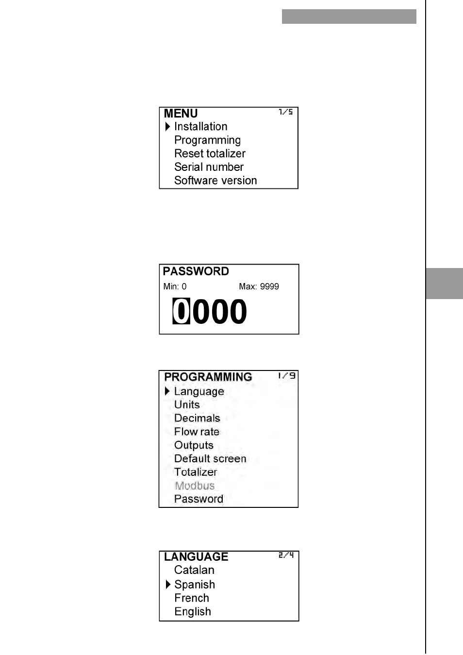 Converter programming, 1 language | Tecfluid MX4 For FLOMID Series User Manual | Page 33 / 64