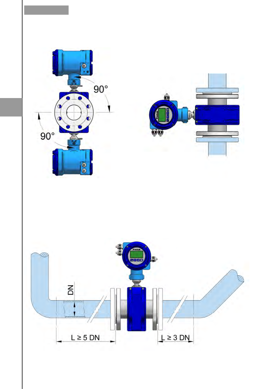 1 sensor position, 2 straight pipe sections | Tecfluid MX4 For FLOMID Series User Manual | Page 8 / 64