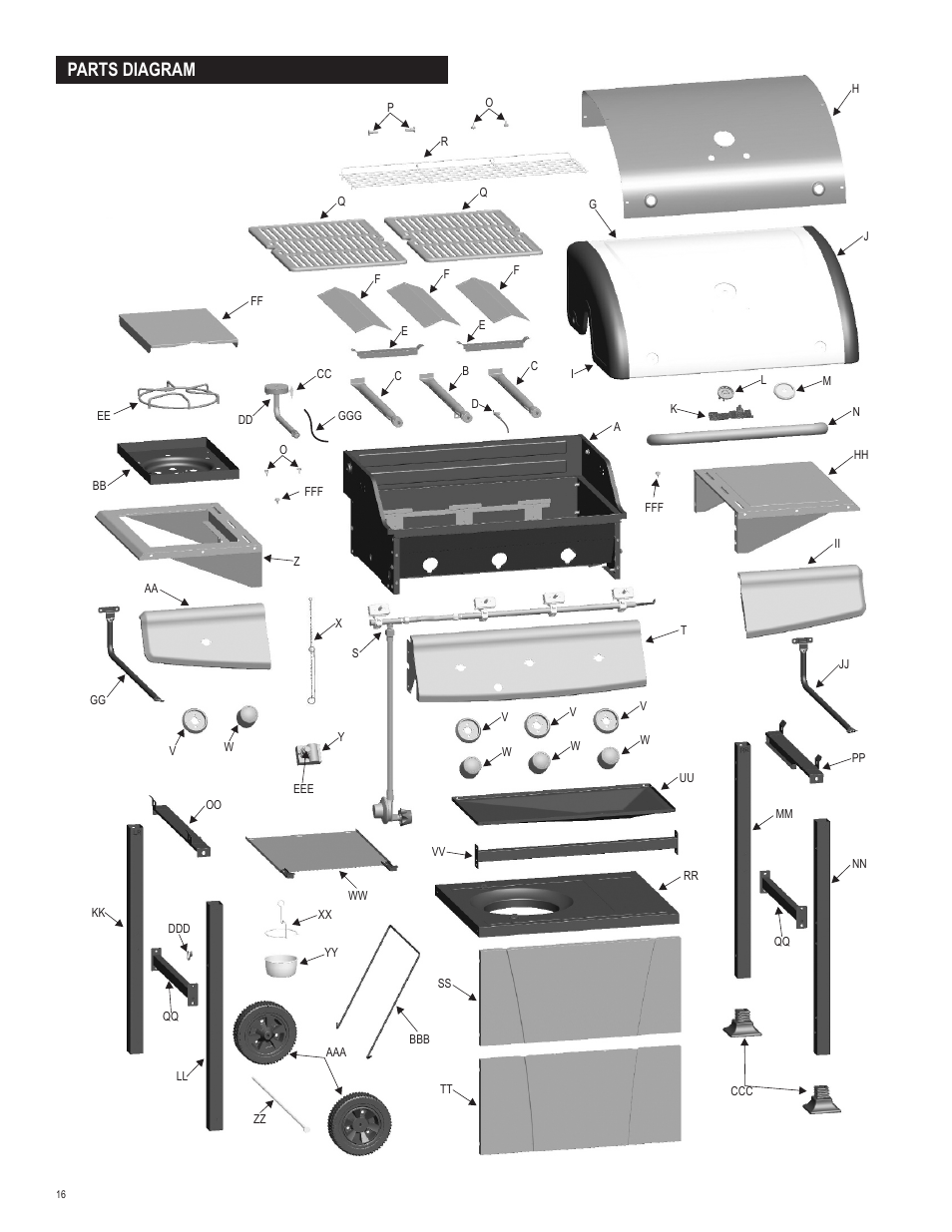 Parts diagram | Char-Broil 463210511 User Manual | Page 16 / 32