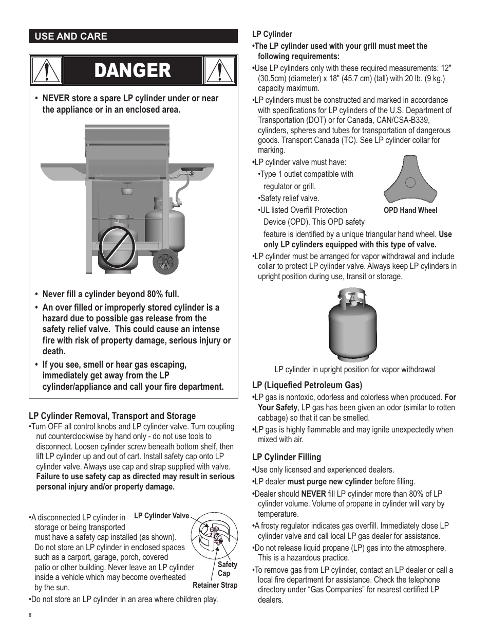 Danger | Char-Broil 463210511 User Manual | Page 8 / 32