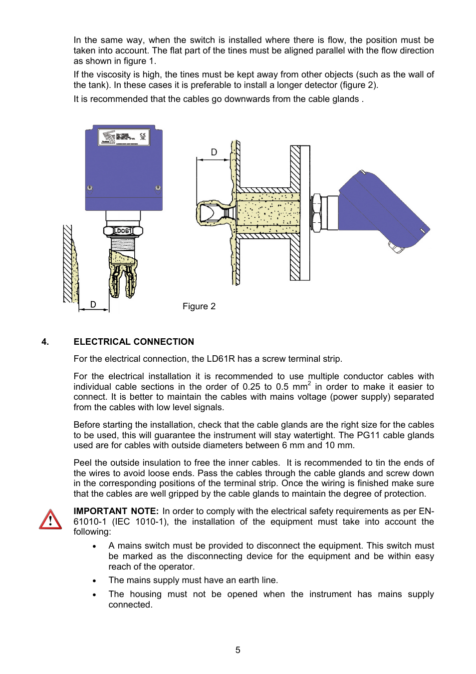 Electrical connection | Tecfluid LD61R User Manual | Page 5 / 12