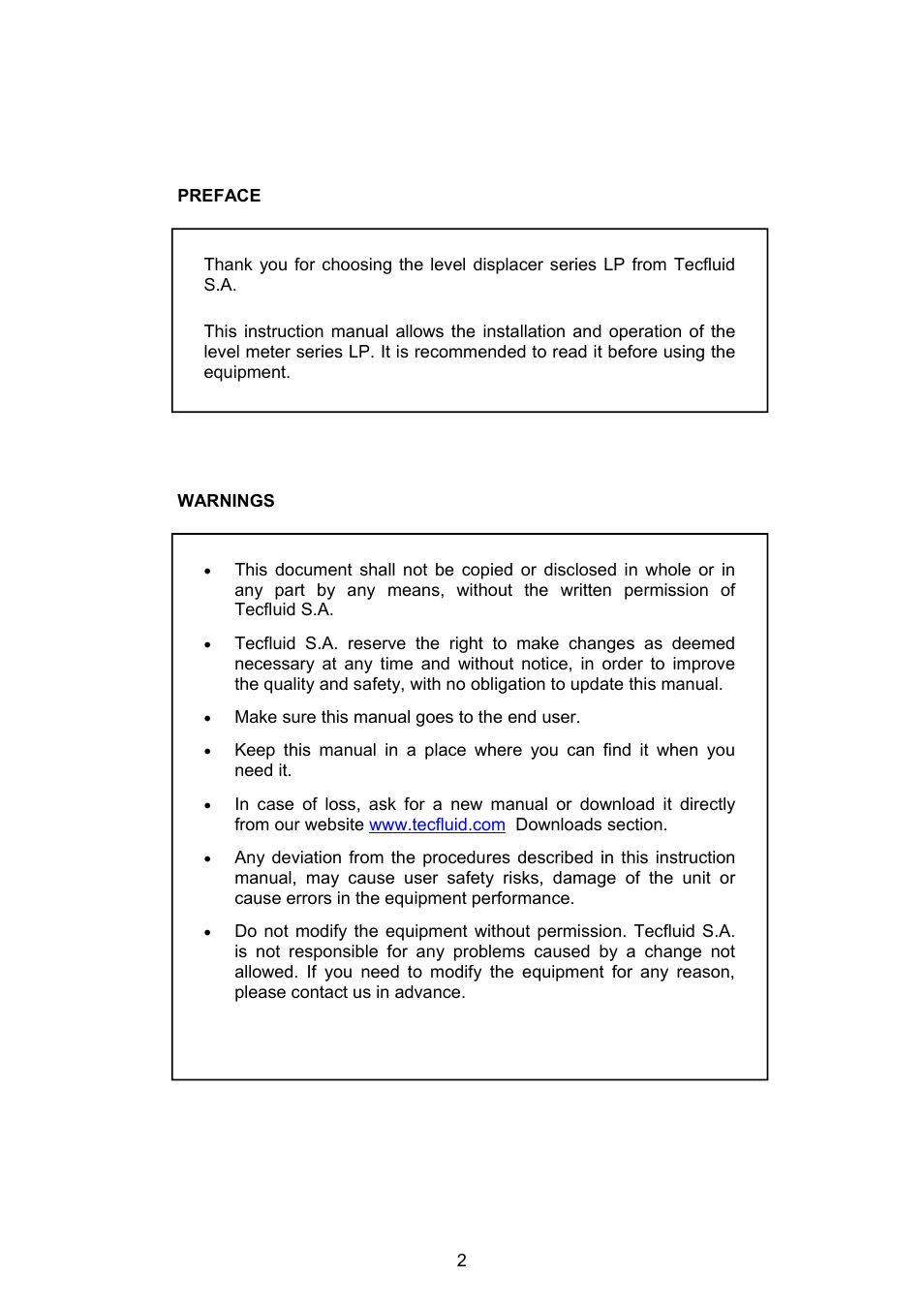 Tecfluid LP Series User Manual | Page 2 / 12