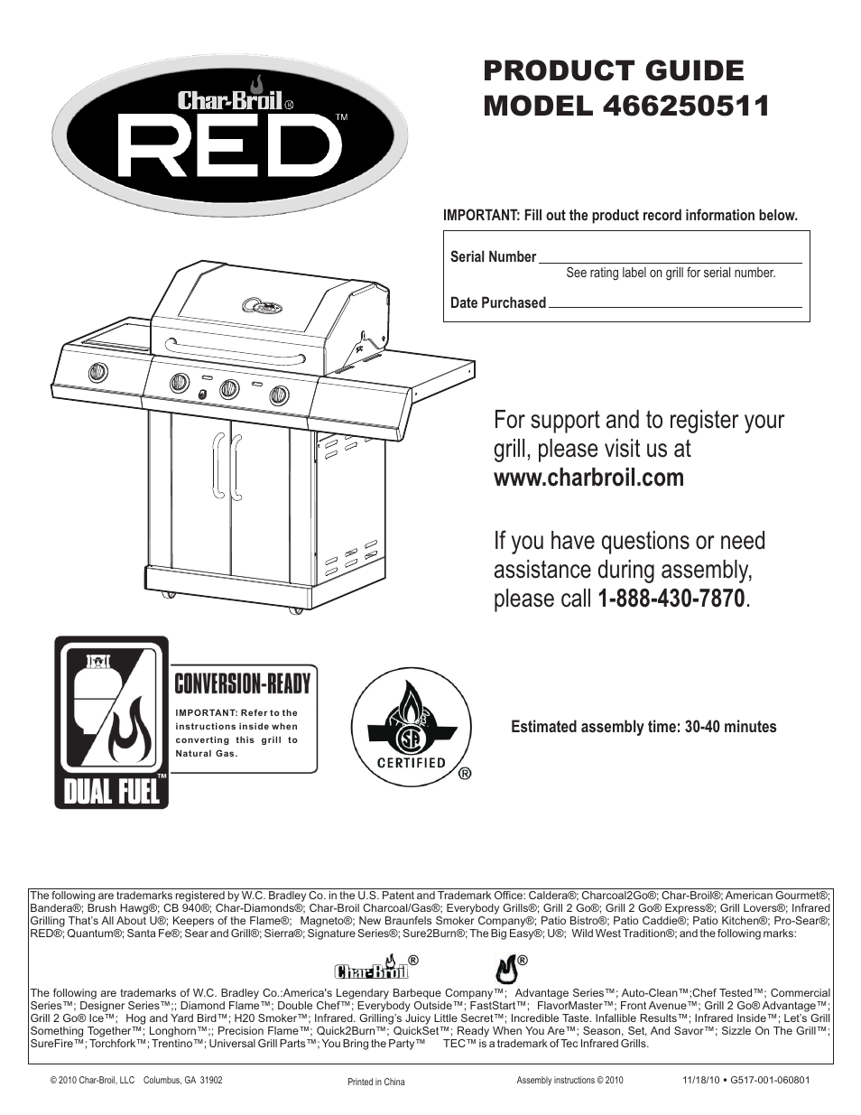 Char-Broil RED 466250511 User Manual | 36 pages