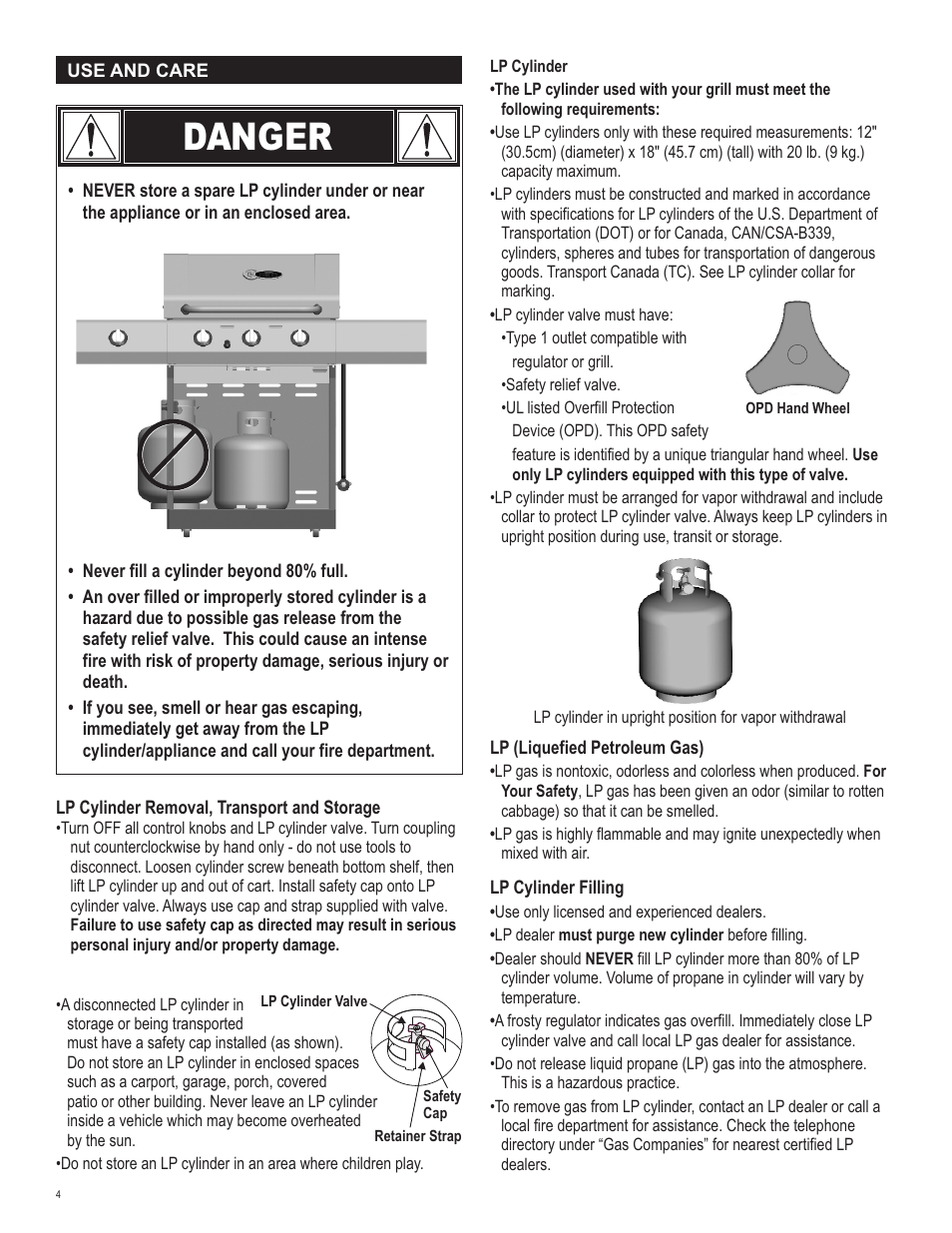 Danger | Char-Broil RED 466250511 User Manual | Page 4 / 36