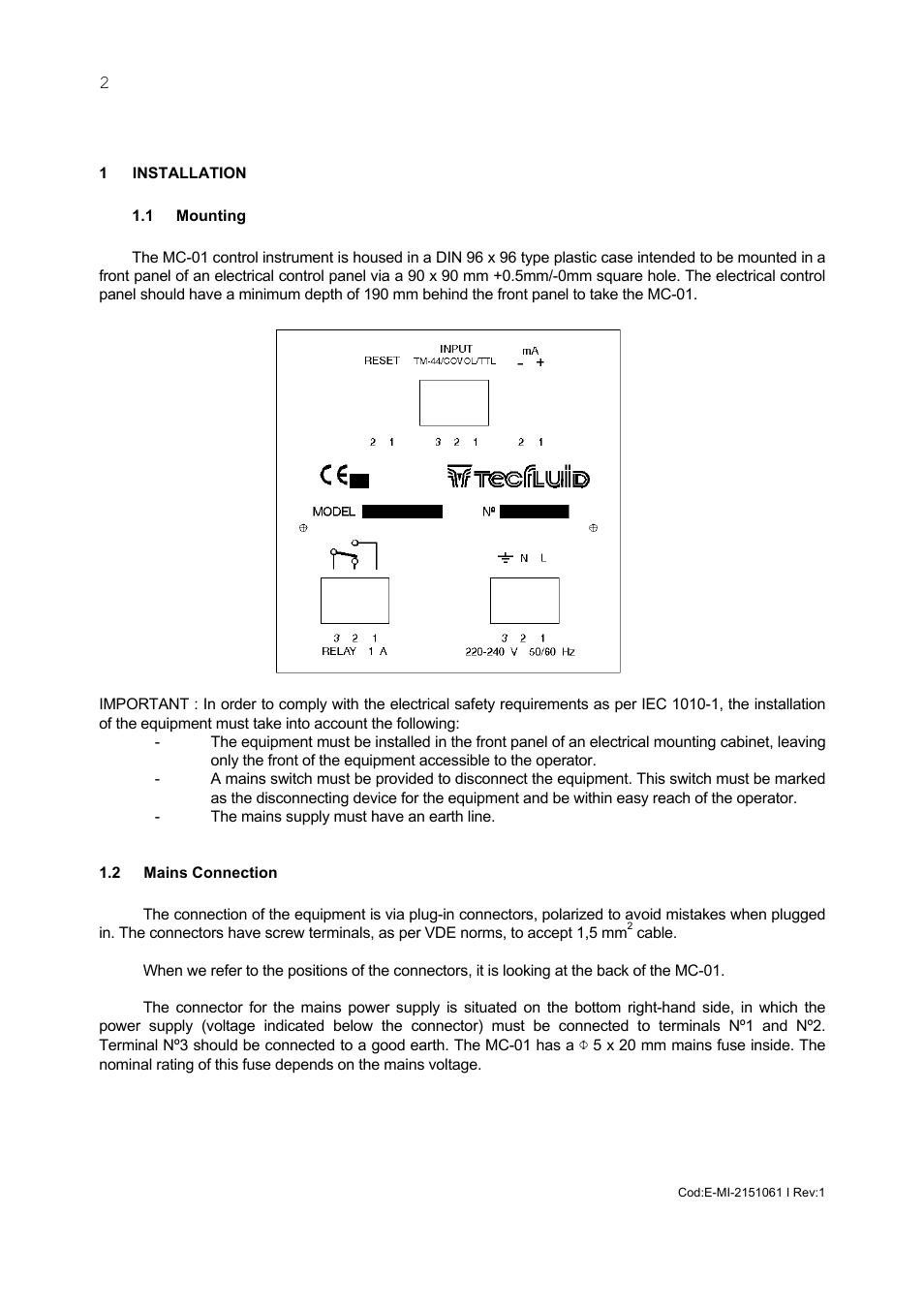 Tecfluid MC-01 User Manual | Page 2 / 12
