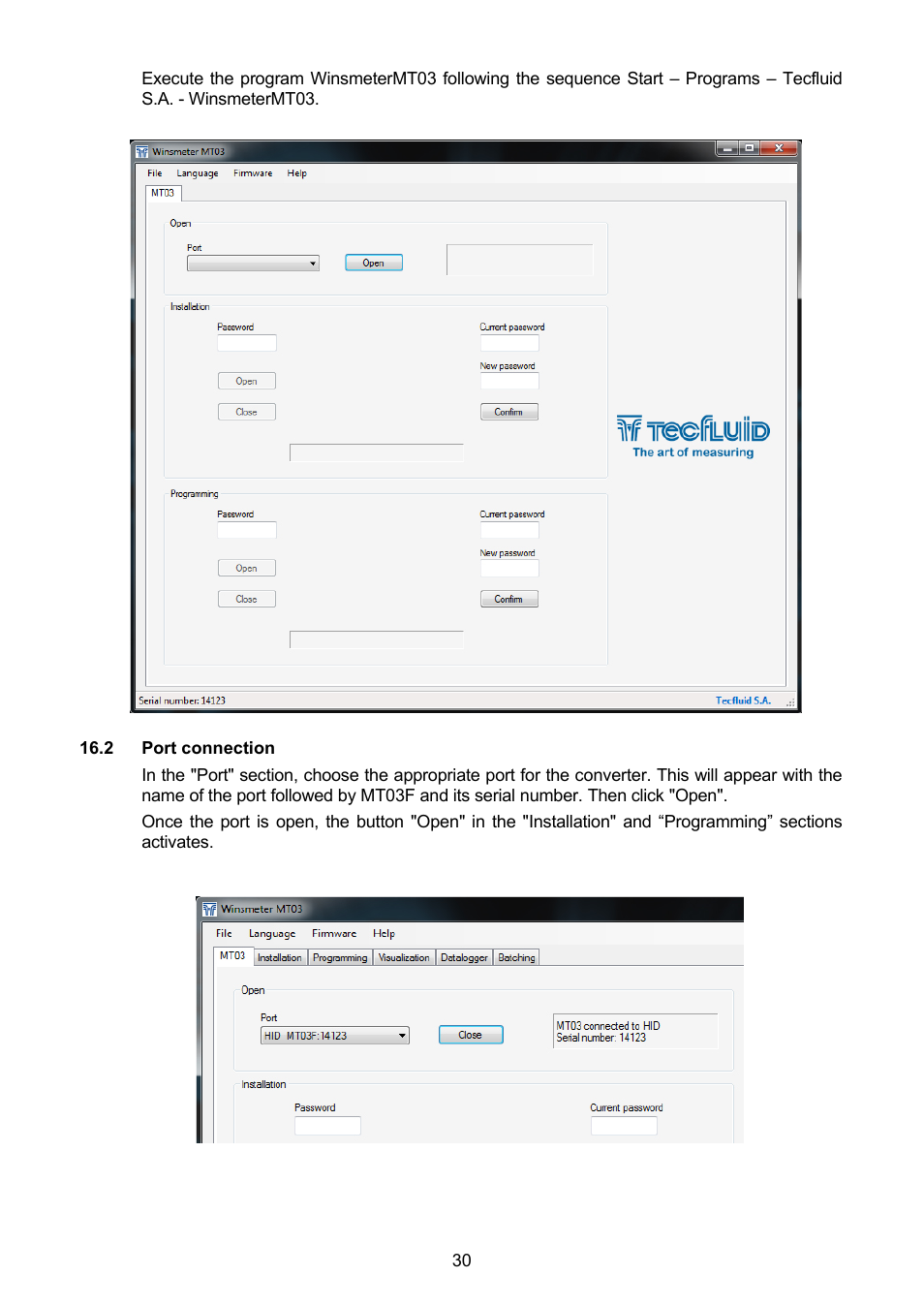 2 port connection | Tecfluid MT03F User Manual | Page 30 / 40