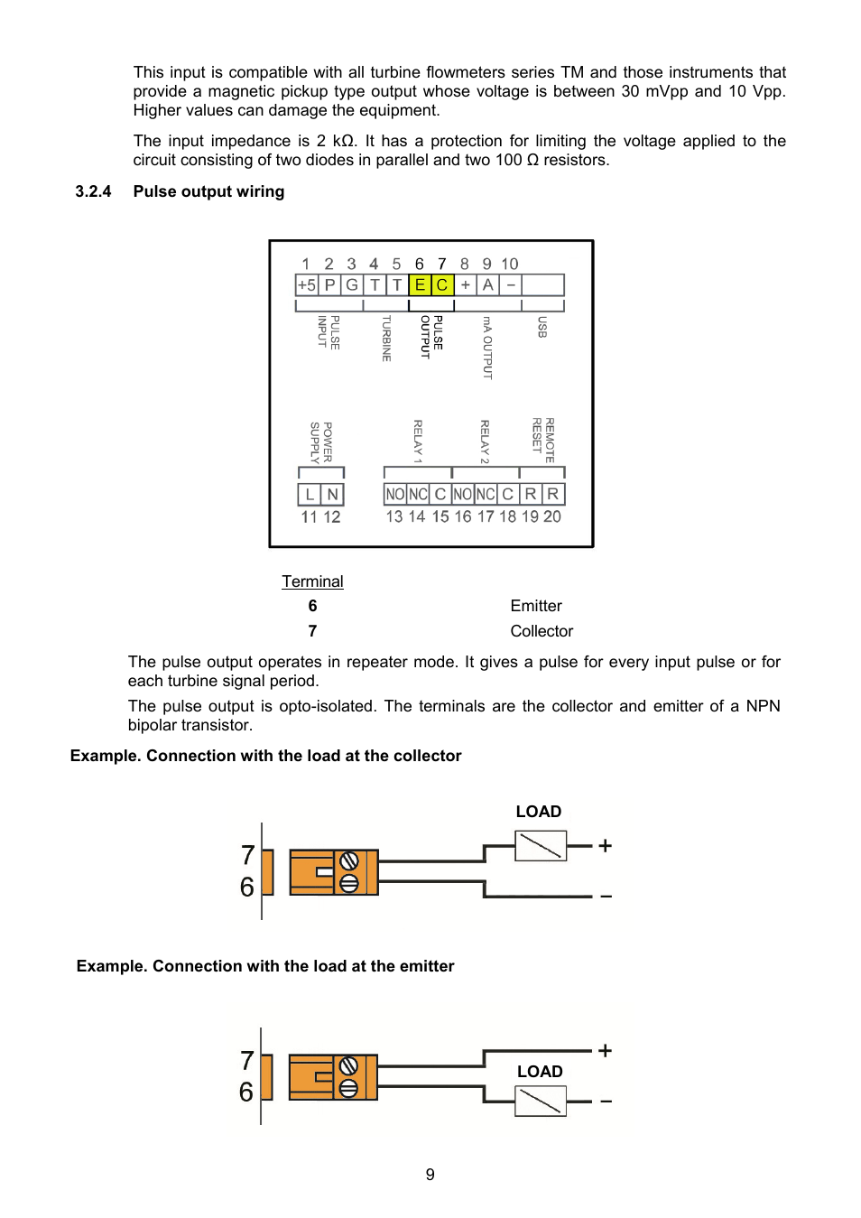 4 pulse output wiring | Tecfluid MT03F User Manual | Page 9 / 40