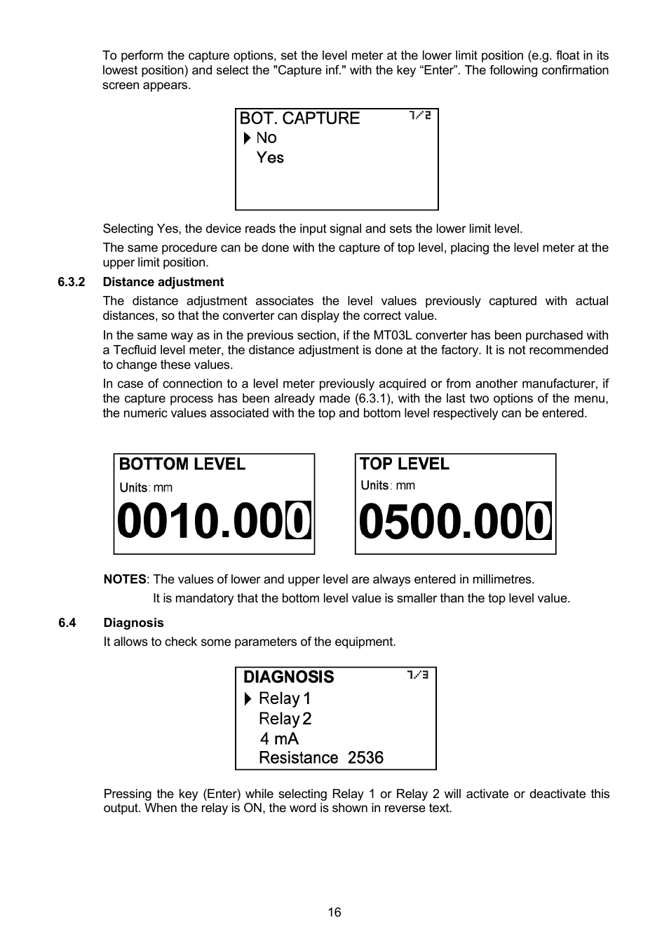 2 distance adjustment, 4 diagnosis | Tecfluid MT03L User Manual | Page 16 / 32