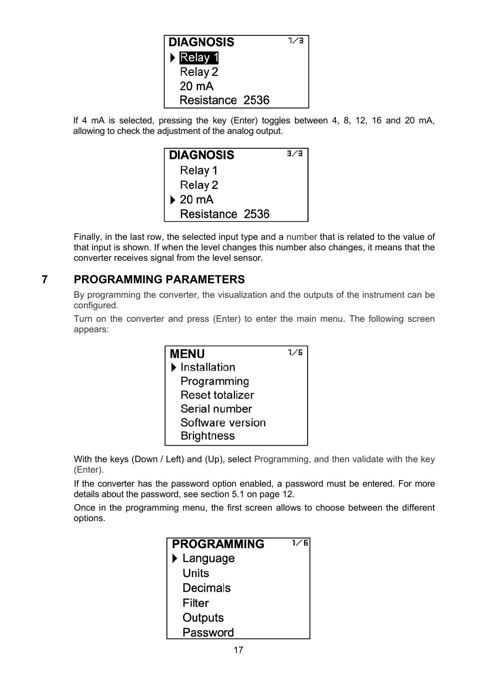 Programming parameters | Tecfluid MT03L User Manual | Page 17 / 32