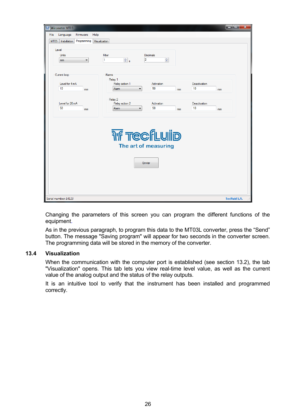 4 visualization | Tecfluid MT03L User Manual | Page 26 / 32