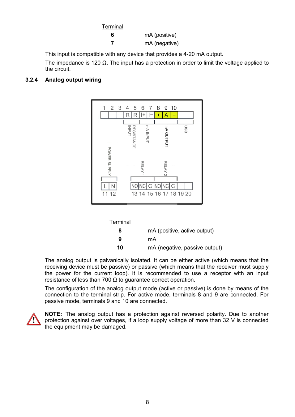 4 analog output wiring | Tecfluid MT03L User Manual | Page 8 / 32