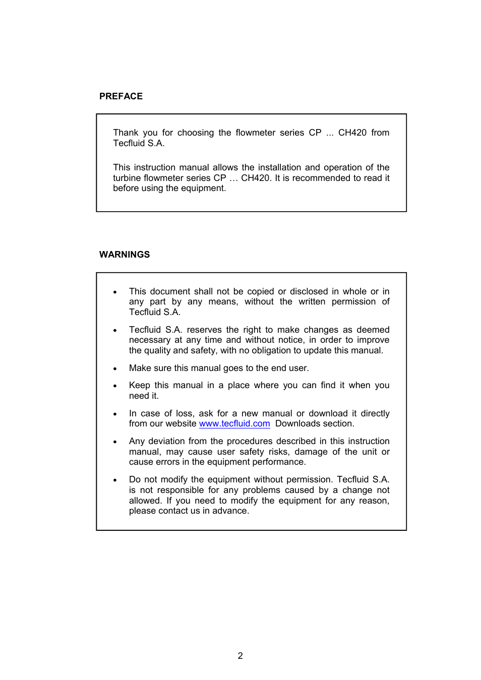 Tecfluid CP420R User Manual | Page 2 / 12