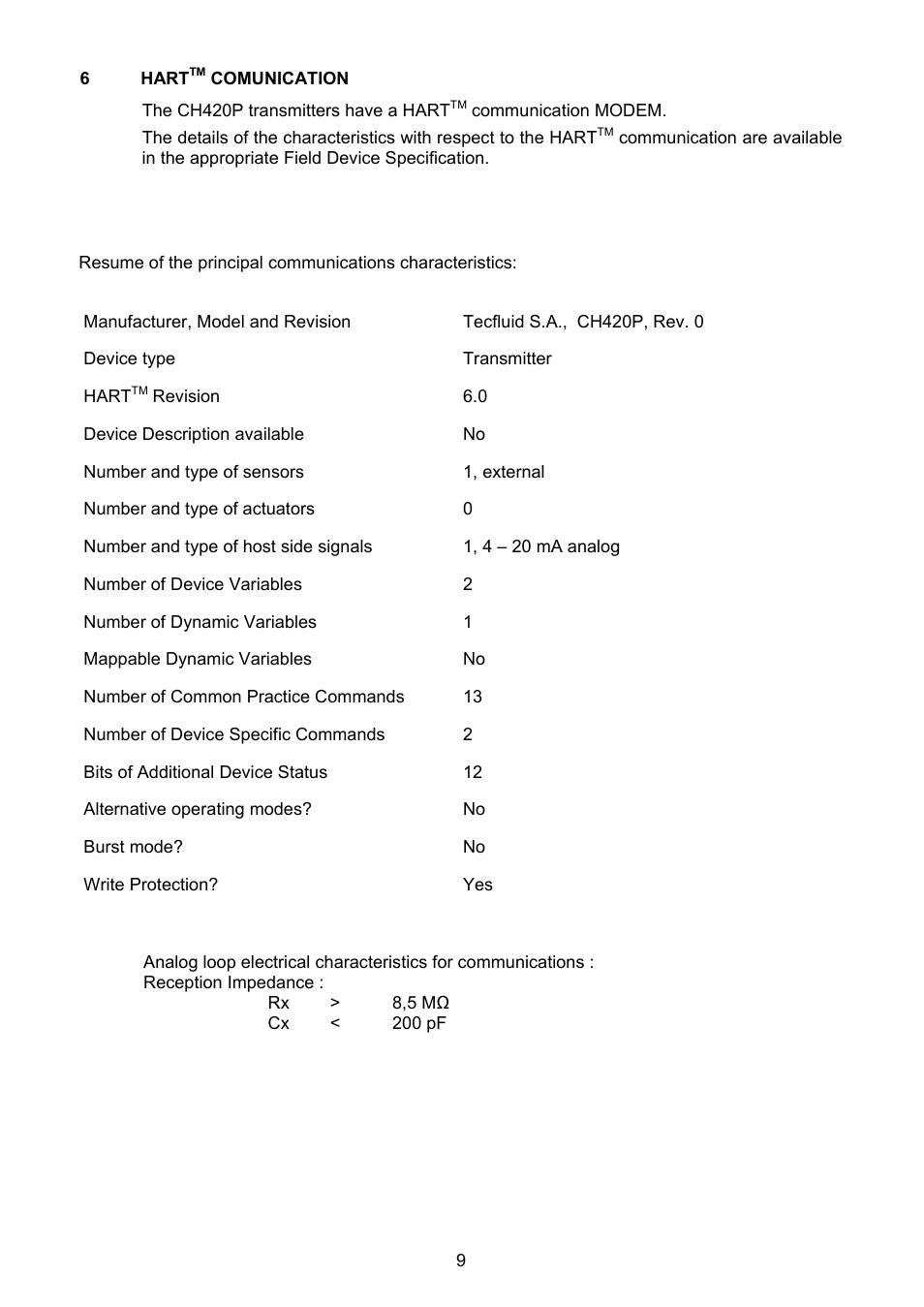 Tecfluid CP420P User Manual | Page 9 / 12