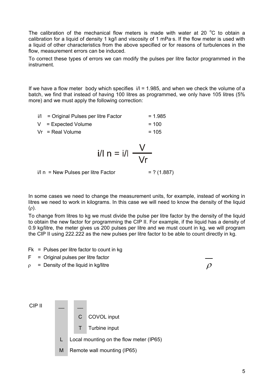 F= f | Tecfluid CIP II User Manual | Page 5 / 8