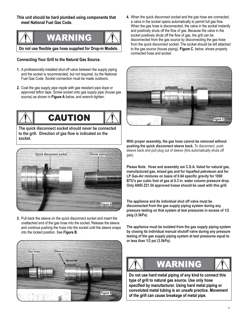 Caution, Warning | Char-Broil 4539937 User Manual | Page 11 / 24