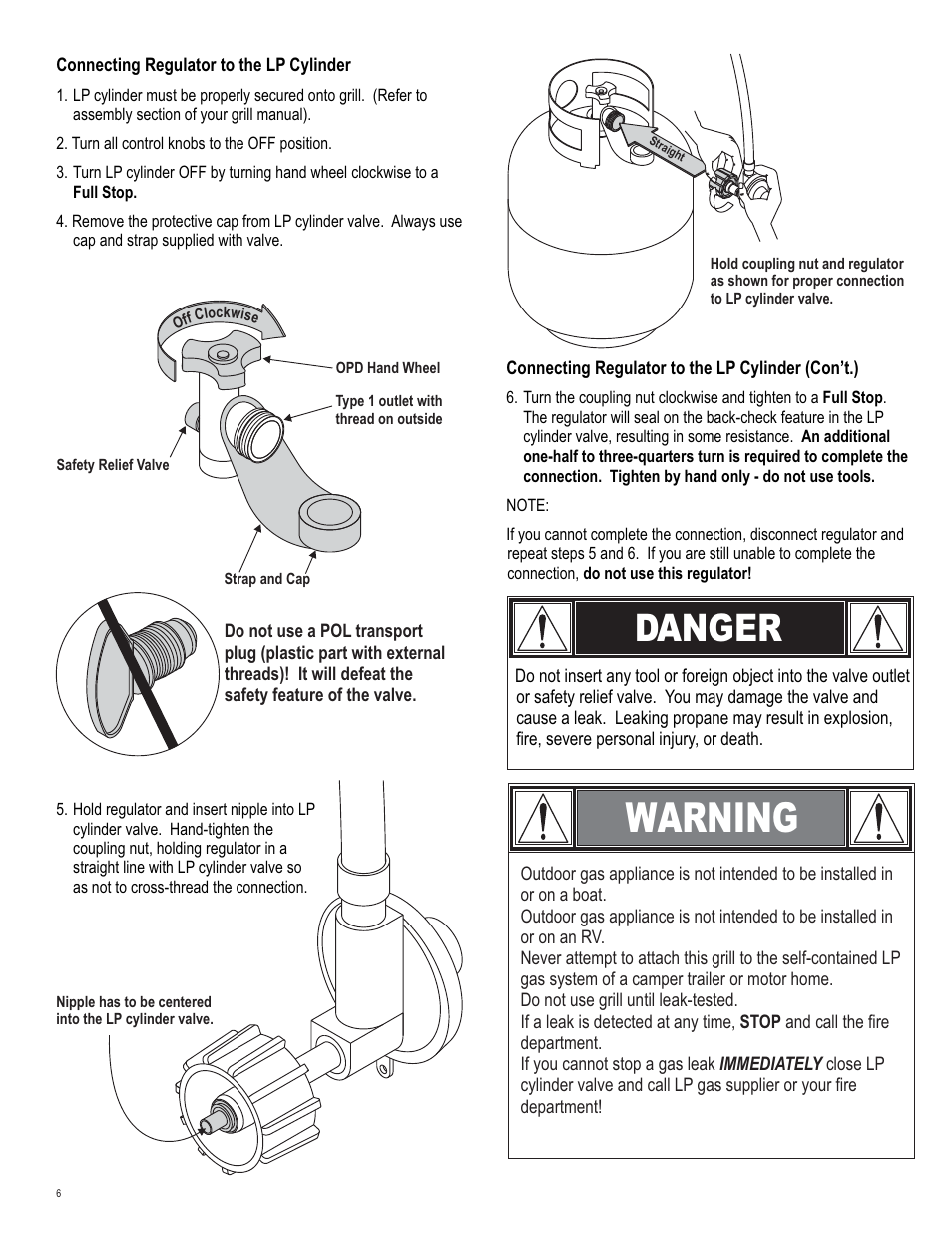 Warning, Danger | Char-Broil 4539937 User Manual | Page 6 / 24