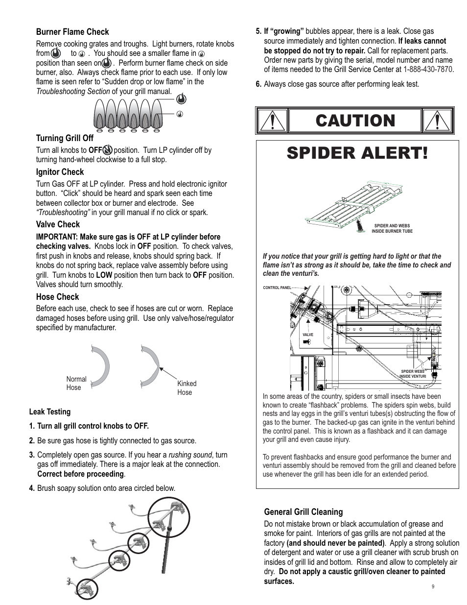 Caution, Spider alert | Char-Broil 4539937 User Manual | Page 9 / 24