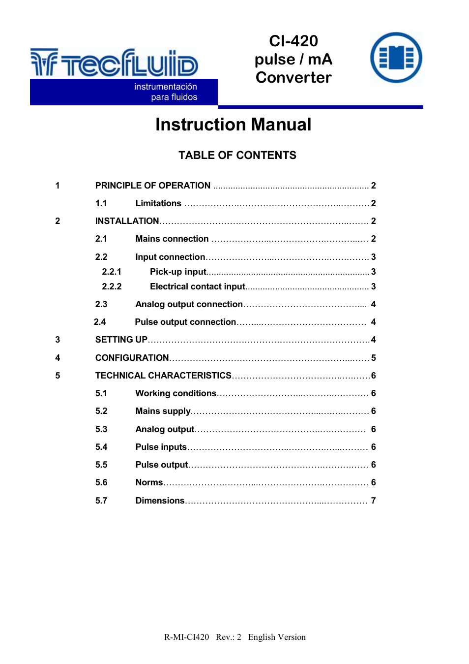 Tecfluid CI-420 User Manual | 8 pages