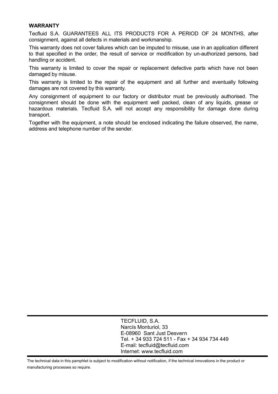 Tecfluid CI-420 User Manual | Page 8 / 8